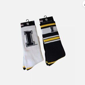 Strideline IDAHO Premium Knit Crew Socks Size: M/L Set of 2 Black White Yellow
